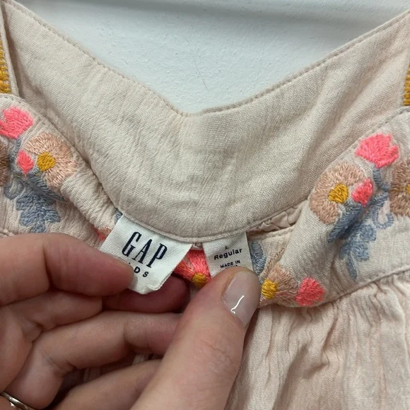 Gap kids pink embroidered floral tank blouse L - Picture 4 of 5